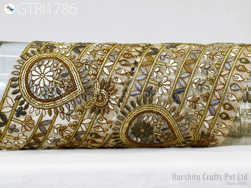 3 Yard Indian Embroidered 10 Cm Trim Embroidery Saree Ribbon Sewing Embellishment Costumes Accessories DIY Crafting Border Wedding Trimmings