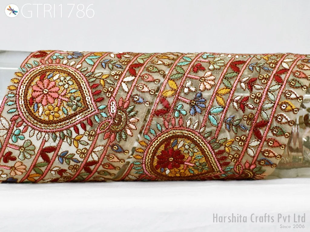 3 Yard Indian Embroidered 10 Cm Trim Embroidery Saree Ribbon Sewing Embellishment Costumes Accessories DIY Crafting Border Wedding Trimmings