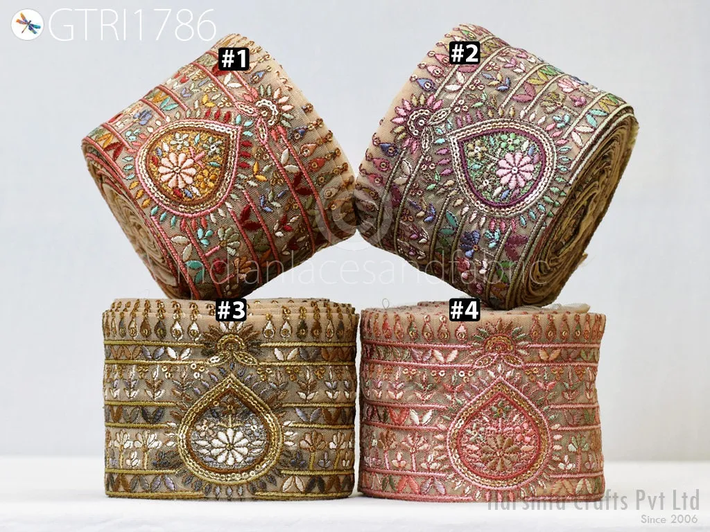 3 Yard Indian Embroidered 10 Cm Trim Embroidery Saree Ribbon Sewing Embellishment Costumes Accessories DIY Crafting Border Wedding Trimmings