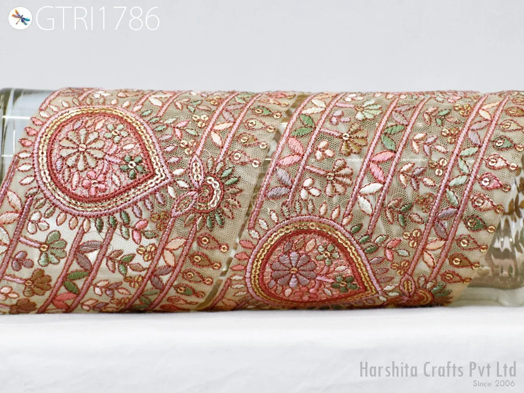 3 Yard Indian Embroidered 10 Cm Trim Embroidery Saree Ribbon Sewing Embellishment Costumes Accessories DIY Crafting Border Wedding Trimmings