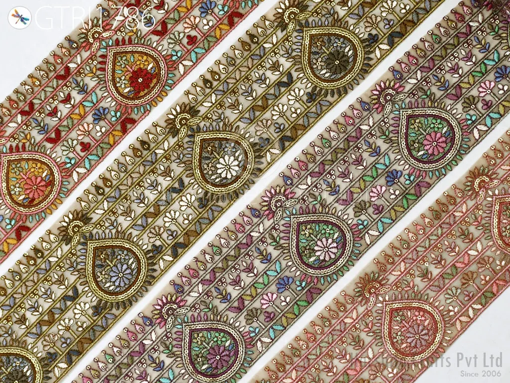 3 Yard Indian Embroidered 10 Cm Trim Embroidery Saree Ribbon Sewing Embellishment Costumes Accessories DIY Crafting Border Wedding Trimmings