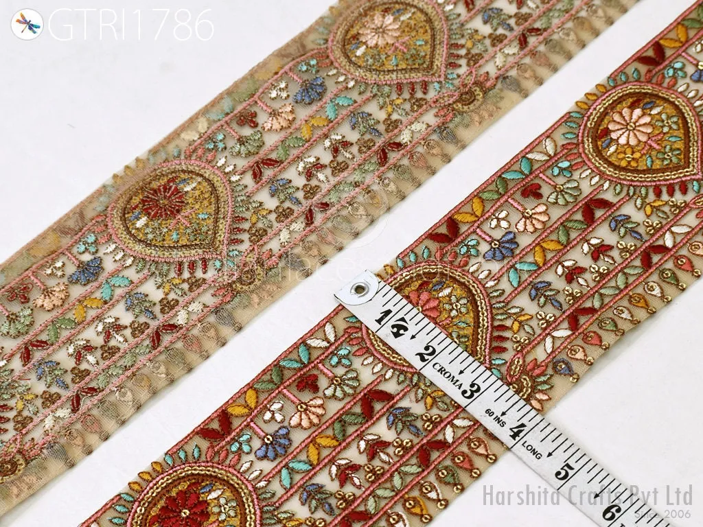 3 Yard Indian Embroidered 10 Cm Trim Embroidery Saree Ribbon Sewing Embellishment Costumes Accessories DIY Crafting Border Wedding Trimmings