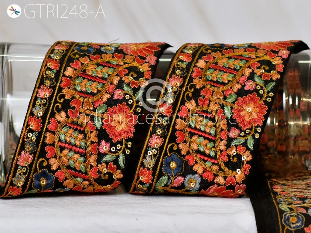 3 Yard Indian Embroidered 9 CM Ribbon Decorative Embroidery Trim Embellishment DIY Crafting Sewing Beach Bags Indian Sari Border Home Decor