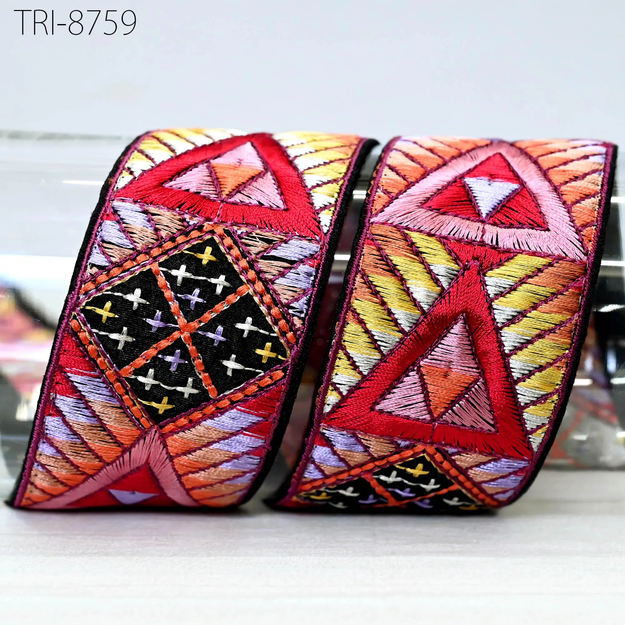 3 Yard Indian Trim Decor Sari Border DIY Crafting Ribbon Sewing Embroidered Dog Collar Tote Bags, Hair Accessories, Holidays Home Decor 5cm