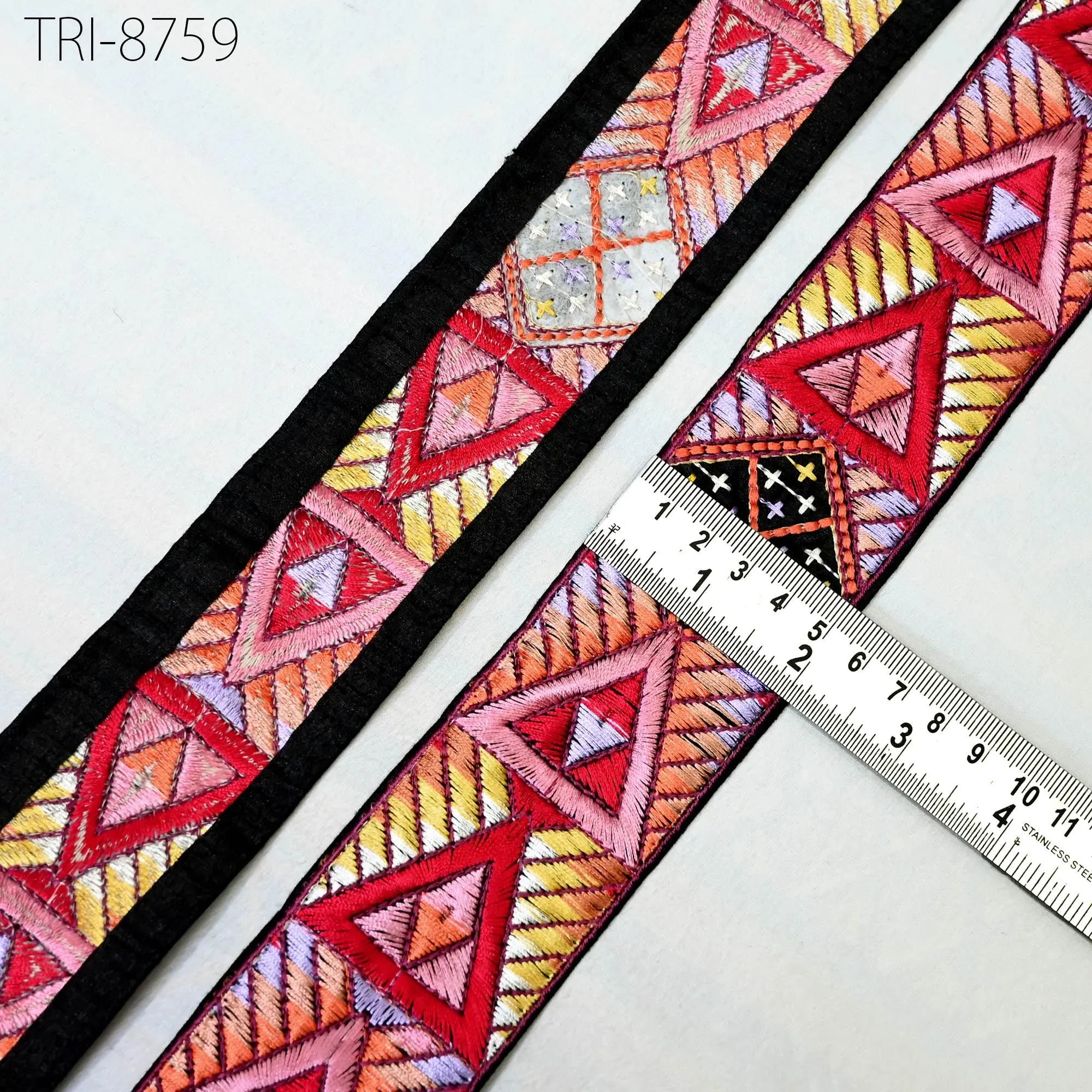 3 Yard Indian Trim Decor Sari Border DIY Crafting Ribbon Sewing Embroidered Dog Collar Tote Bags, Hair Accessories, Holidays Home Decor 5cm