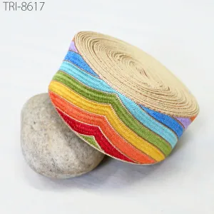 3 Yard Multicolor Embroidery 55mm Trim Ribbon Indian Sari Border Crafting Accessories Embroidered Hairbands, Clips Curtain, Stage Costumes