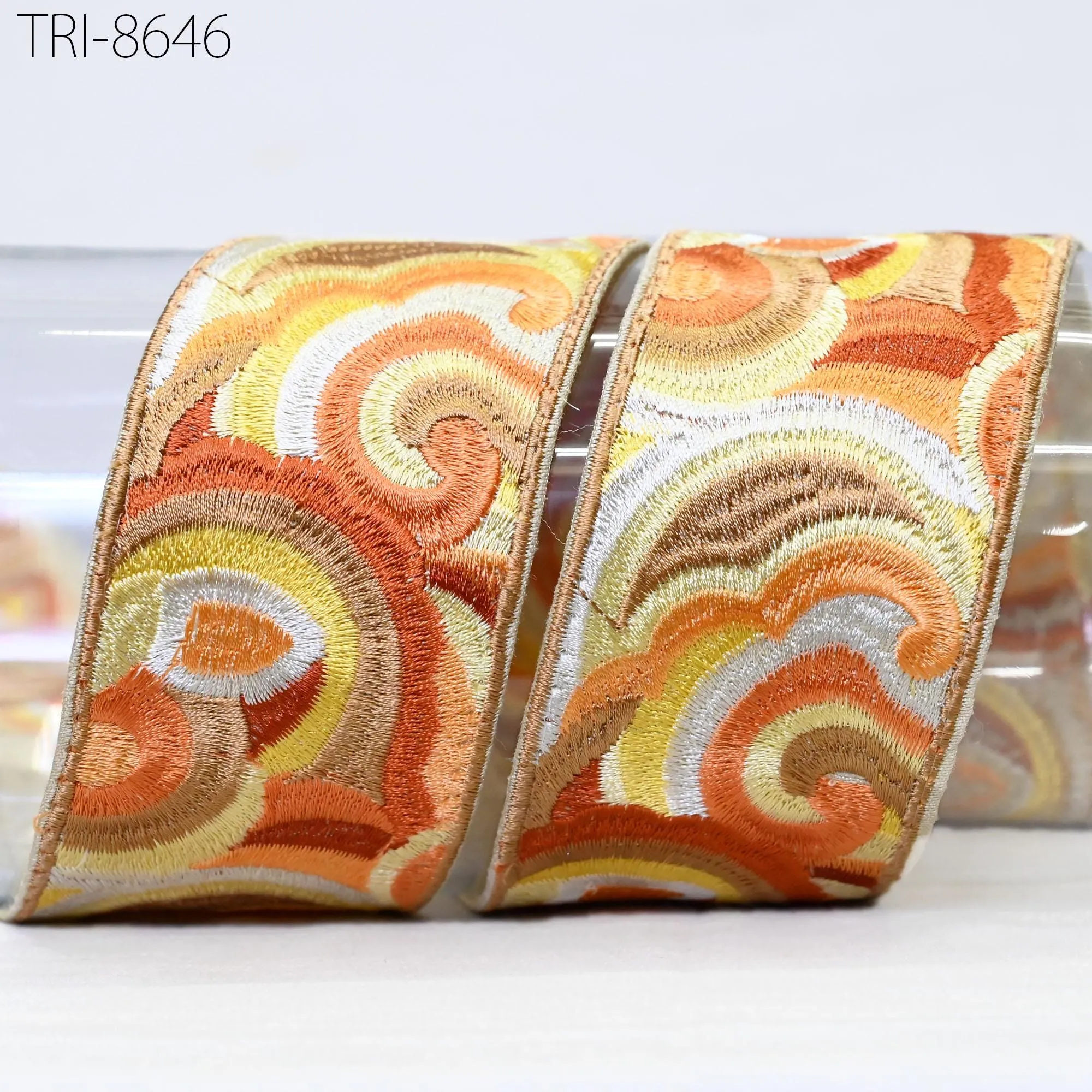 3 Yard Orange Embroidered 55mm Trim Sewing Accessories Embroidery Ribbon Indian Border Crafting Embellishment Belts Hats Tote Bags Costumes