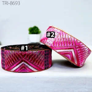 3 Yard Pink Sari Border Embroidery Trim Embroidered Saree Ribbon Embellishments Sewing Crafting Costumes Headband Dog Collar Tote Bags 5cm