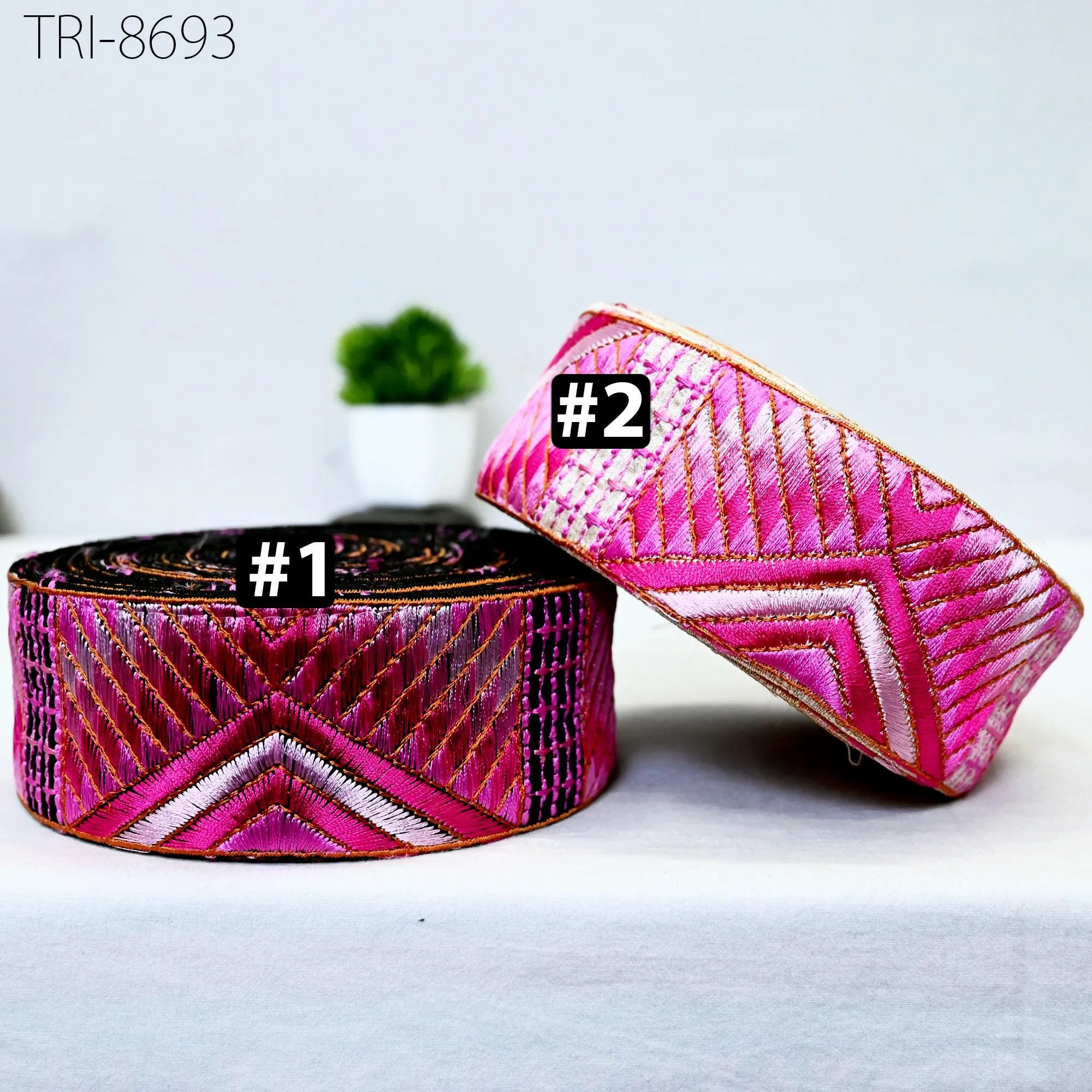 3 Yard Pink Sari Border Embroidery Trim Embroidered Saree Ribbon Embellishments Sewing Crafting Costumes Headband Dog Collar Tote Bags 5cm