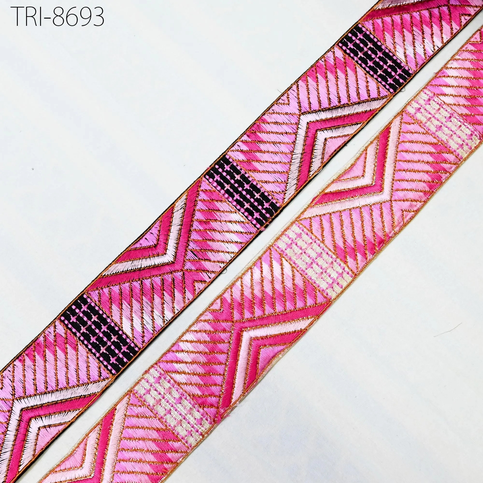 3 Yard Pink Sari Border Embroidery Trim Embroidered Saree Ribbon Embellishments Sewing Crafting Costumes Headband Dog Collar Tote Bags 5cm