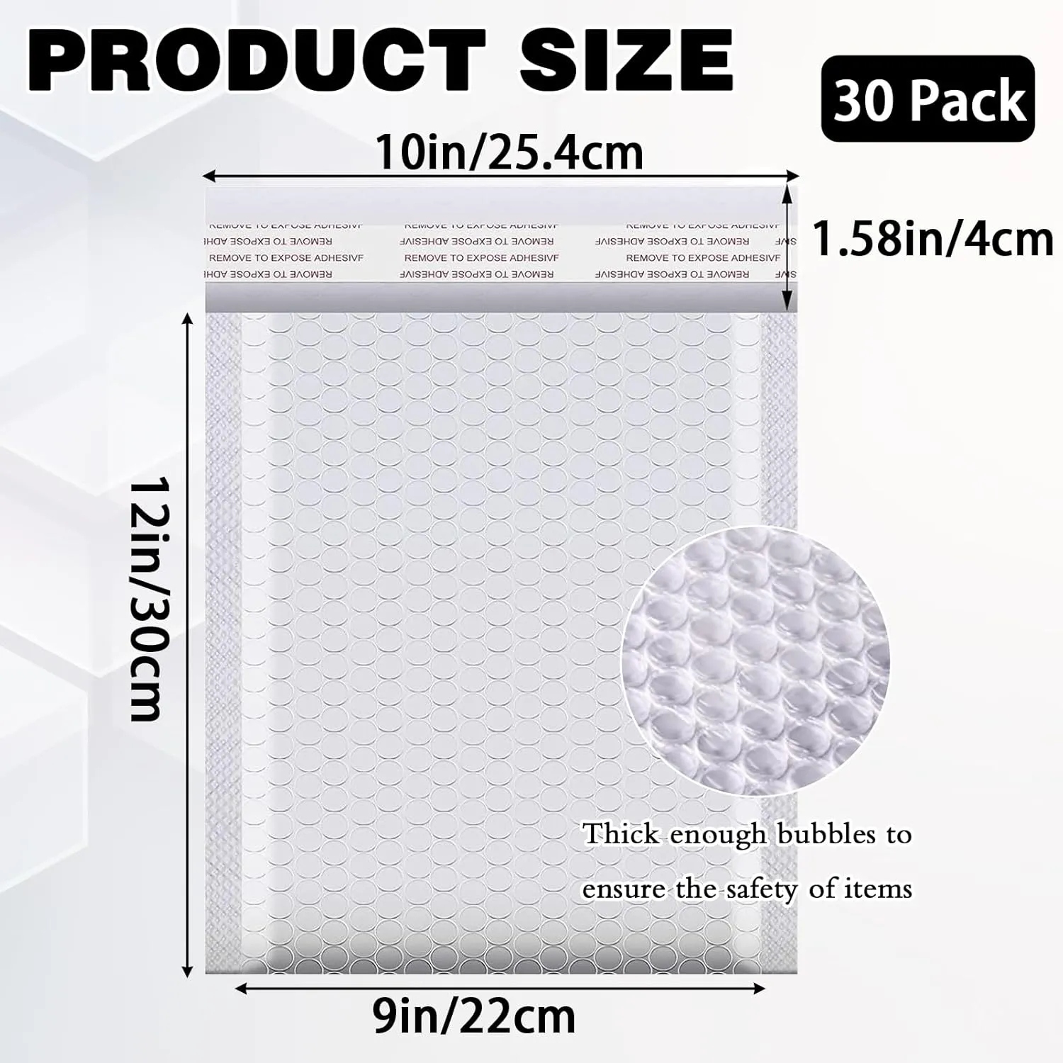 30 Pack 10x13 Inch Poly Bubble Mailers, Padded Envelopes with Self Seal Adhesive Strip, Waterproof Lightweight Mailing Shipping Bags for Thick Books Clothes Holiday Gifts Business Packaging