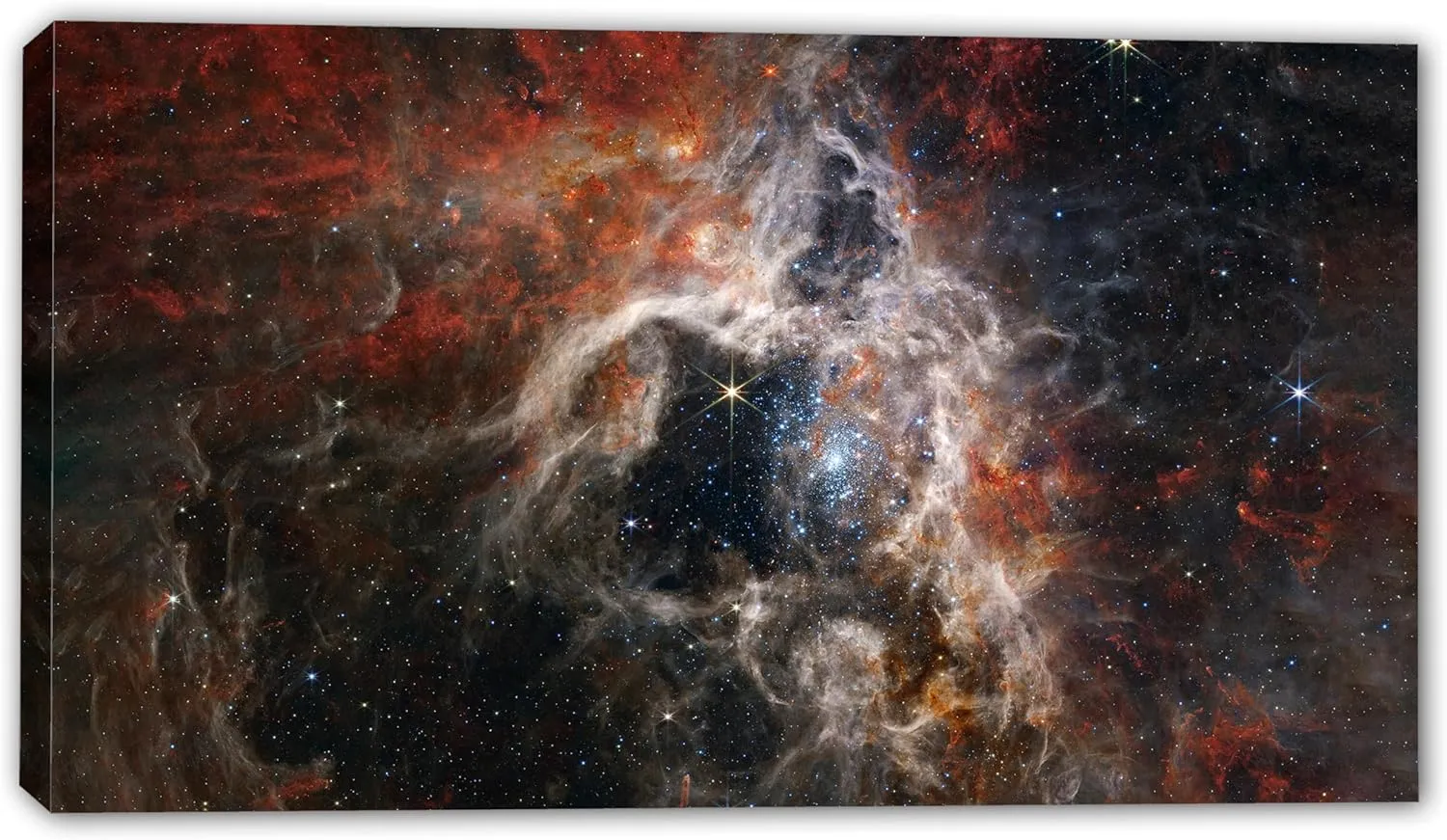 30 x 15 - Tarantula Nebula Canvas Print Wall Art per NASA JWST, 30 doradus, NGC 2070
