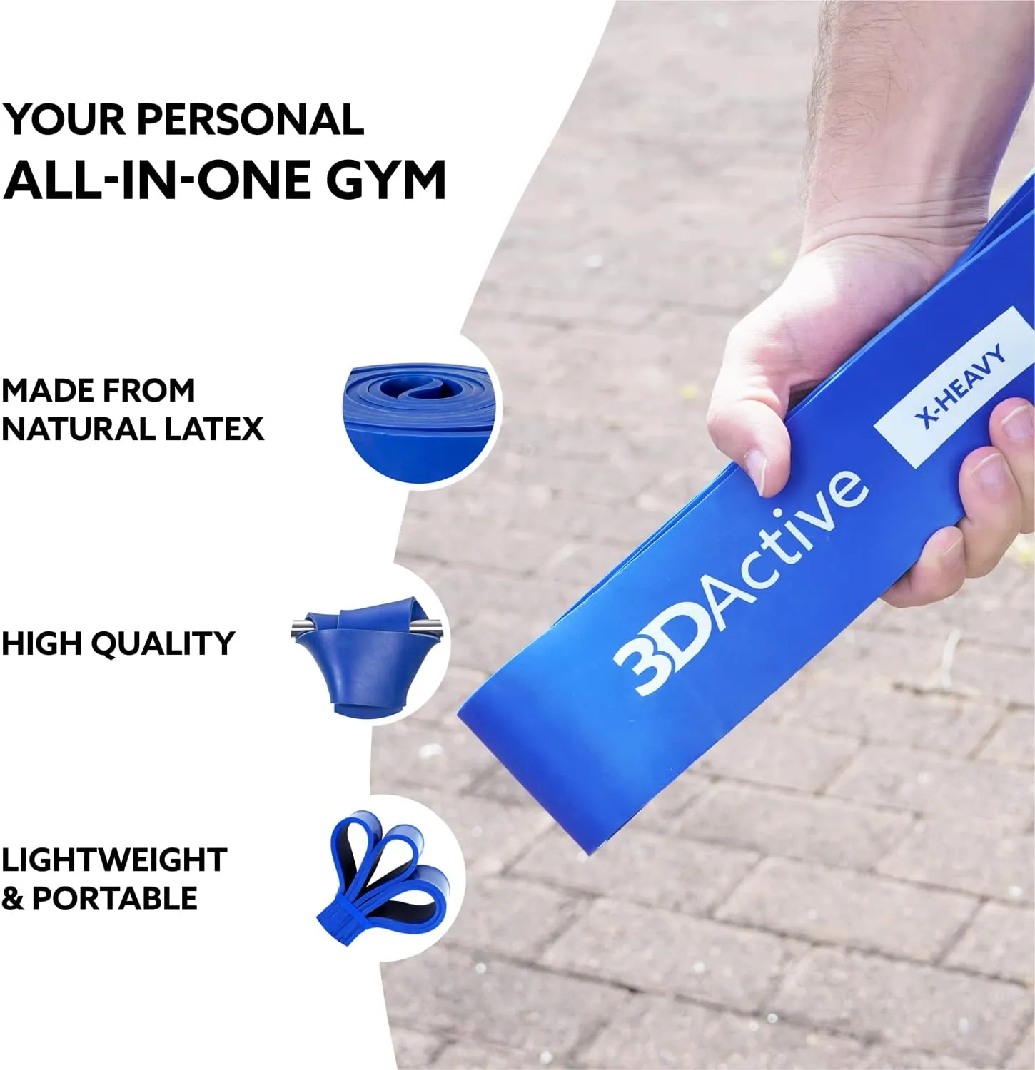 3DActive Pull Up Assist Band - Resistance Band for Strength Training, Powerlifting, Body Stretching, Crossfit - Exercise Guide Included.