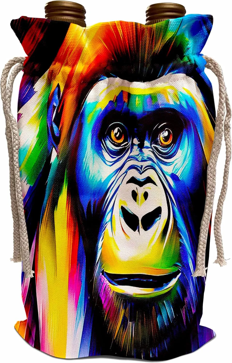 3dRose Face portrait of gorilla ape. Colorful digital painting, gift,... - Wine Bags (wbg-379168-1)