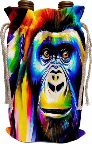 3dRose Face portrait of gorilla ape. Colorful digital painting, gift,... - Wine Bags (wbg-379168-1)