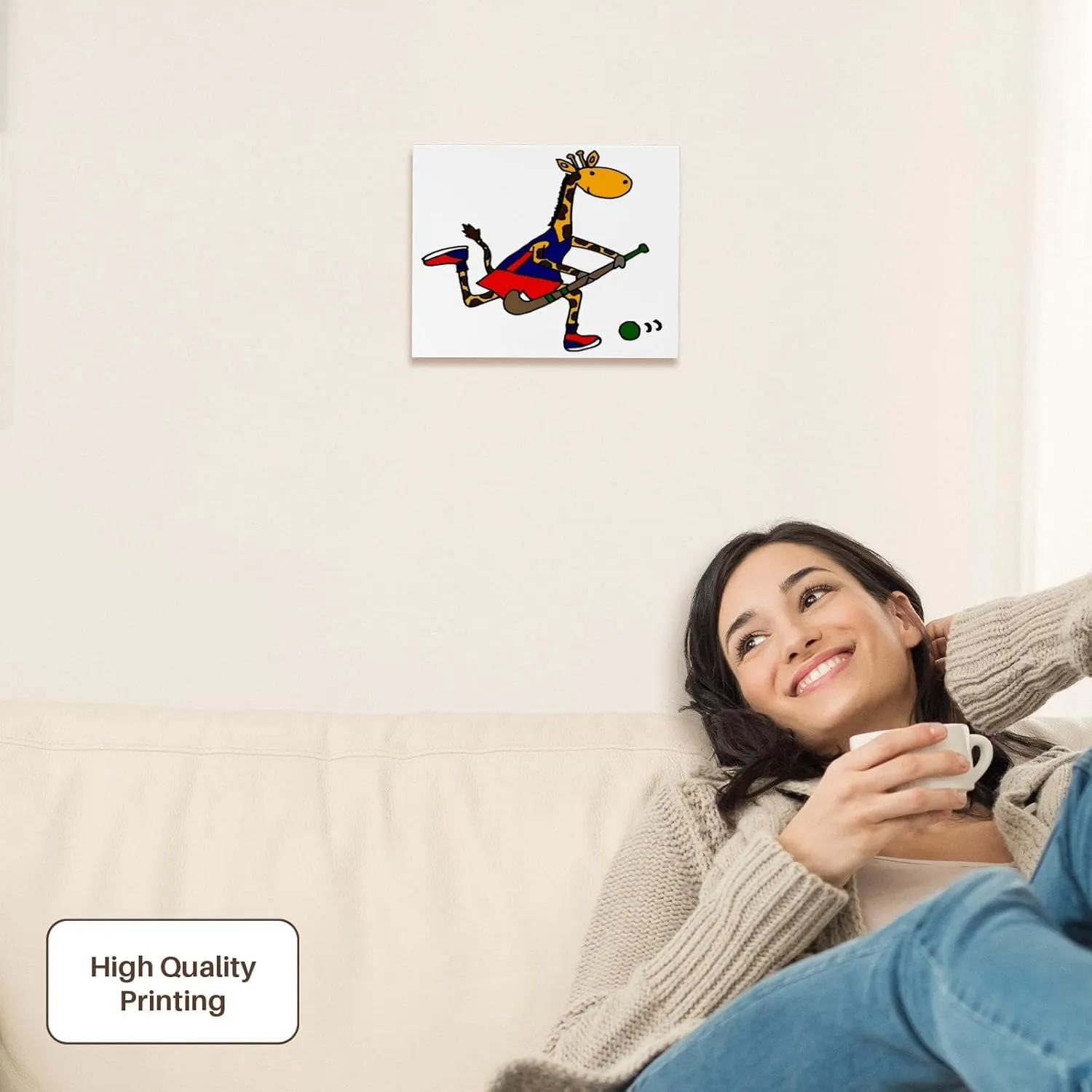 3dRose, Funny Giraffe Playing Field Hockey, Museum Grade Canvas Wrap 10x8