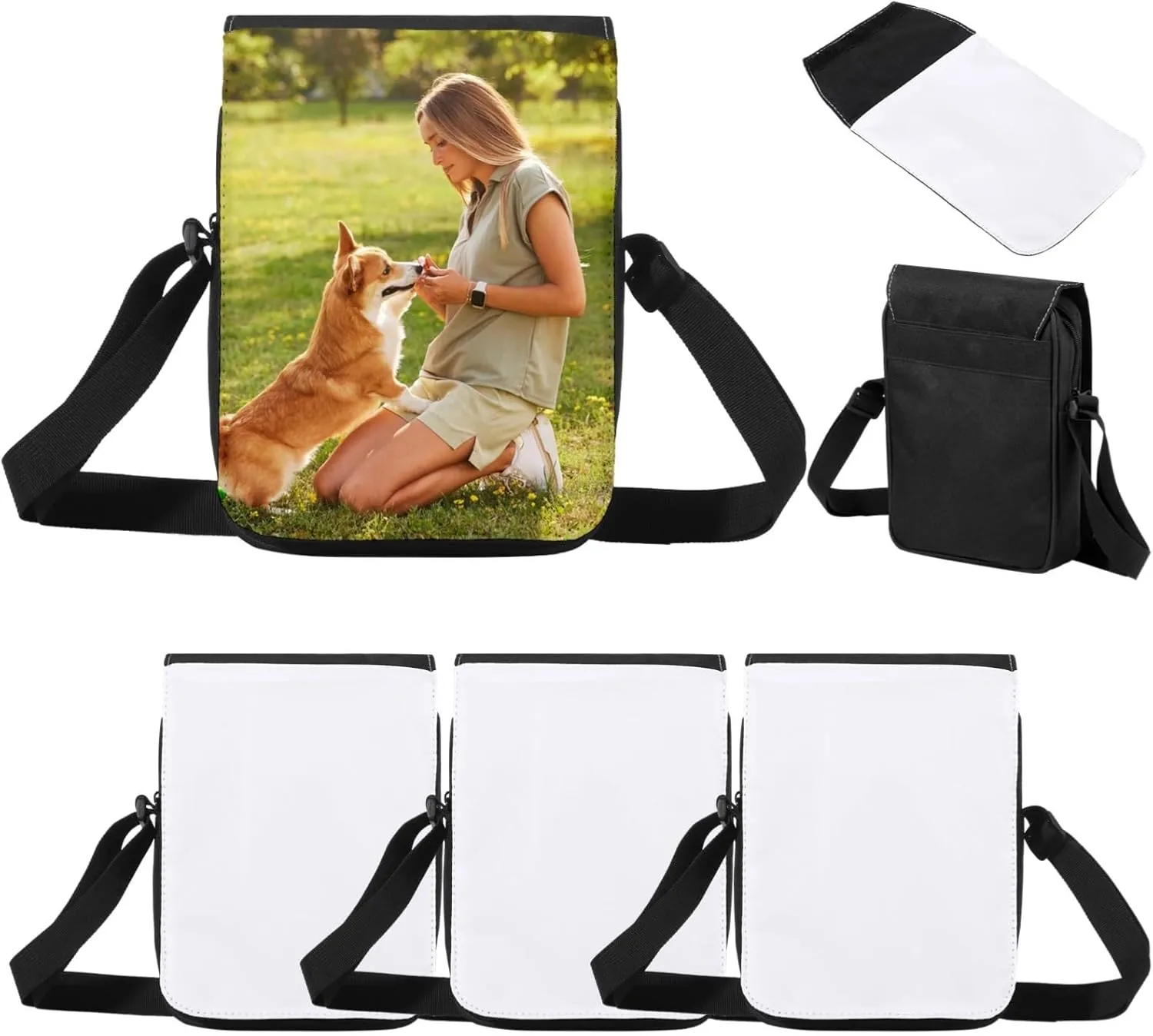 4 Pack Diy Sublimation Wallet Bags For Custom Designs, Blank Crossbody Shoulder Bags For Heat Transfer Projects