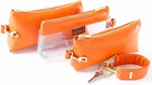 4-Piece Wristlet Set - Key Ring Bracelet & 3 Women’s Bags Womens Faux Leather Purses & Handbags Classic Clutch Purse
