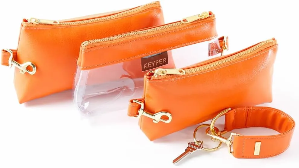 4-Piece Wristlet Set - Key Ring Bracelet & 3 Women’s Bags Womens Faux Leather Purses & Handbags Classic Clutch Purse