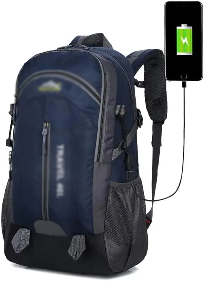 40L Mountaineering Backpack Breathable Backpack with Socket Travel Backpack Mountaineering Bag(A)