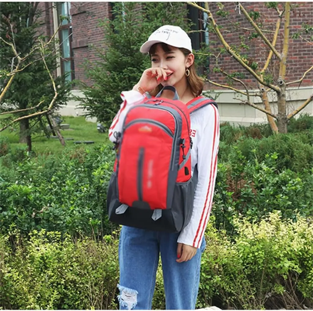 40L Mountaineering Backpack Breathable Backpack with Socket Travel Backpack Mountaineering Bag(D)