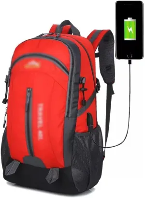 40L Mountaineering Backpack Breathable Backpack with Socket Travel Backpack Mountaineering Bag(D)