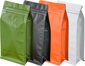 50 Pcs 0.5lb Green Long Coffee Bean Bags with Valve, Easy Tear Open & Repeating Sealed Zipper, Heat-Seal Stand Up & Flat Bottom Coffee Bag, 8oz Capacity 5.1x7.8 Inch