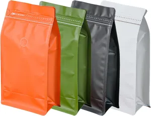 50 Pcs 0.5lb Orange Long Coffee Bean Bags with Valve, Easy Tear Open & Repeating Sealed Zipper, Heat-Seal Stand Up & Flat Bottom Coffee Bag, 8oz Capacity 5.1x7.8 Inch