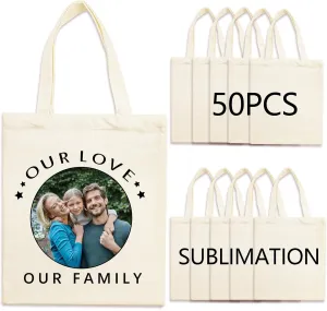 50 pcs Blank Canvas Bags bulk,Sublimation Tote Bags,polyester tote bags for sublimation 31x36cm,DIY customization crafts