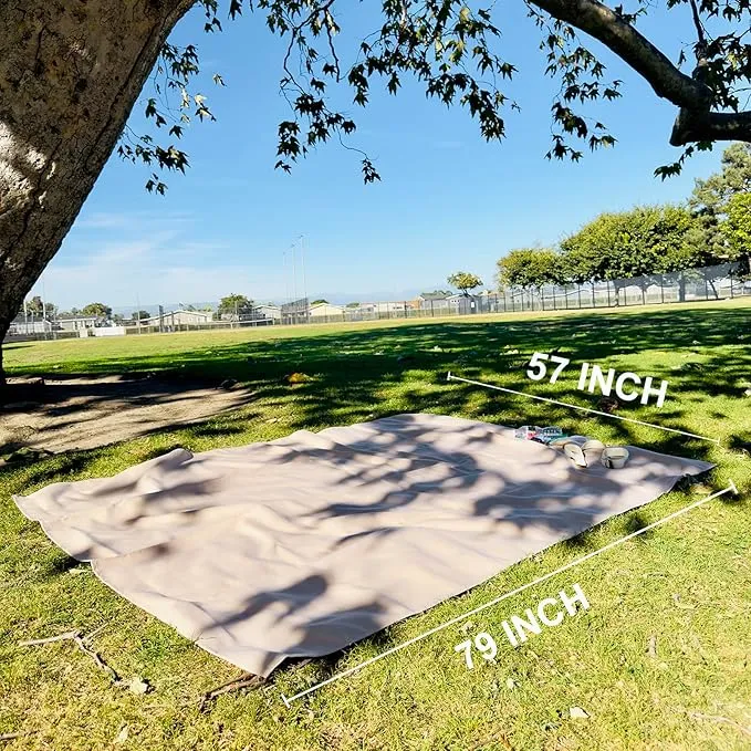 57”x 79”,Extra Large Sand Beige Picnic Blanket Water Resistant,Outdoor Blanket,Park Beach Blanket,Camping Mat Light Weight Sturdy Canvas