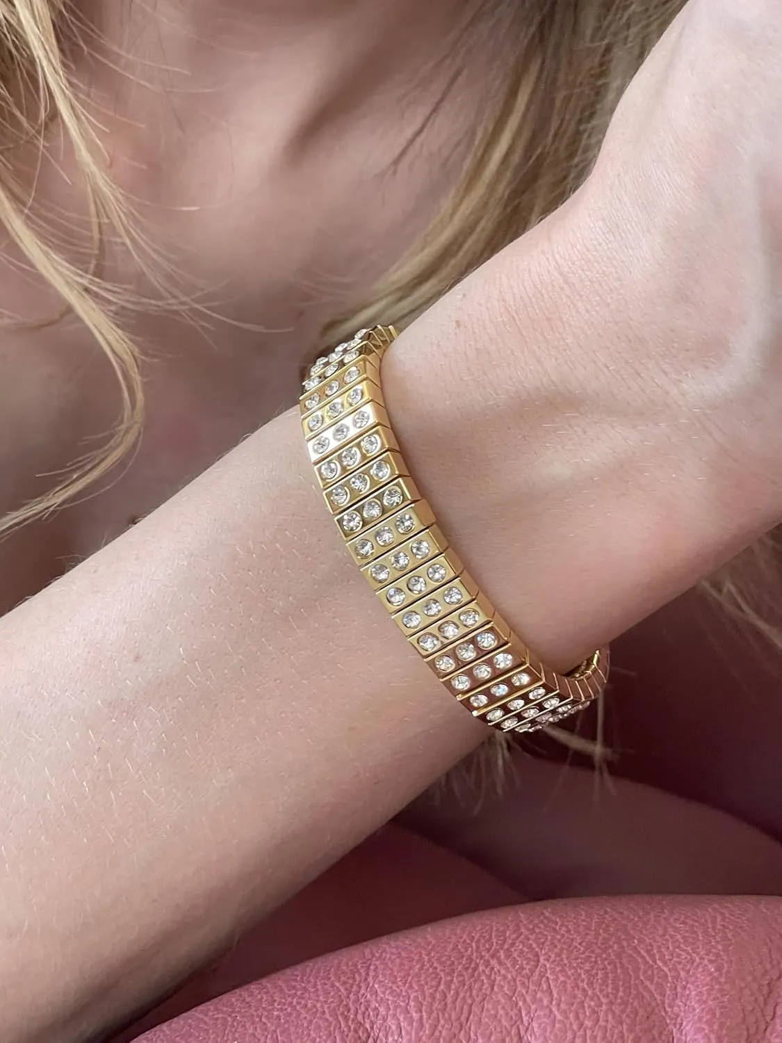 5*Star HANDMADE Faberge Egg style Made in Greece Faberge Eggs Imperial Russian Jewelry Box & Yellow GOLD Evening BRACELET Birthday Valentine Faberge Eggs style Crystal Diamond 6.5" (Imperial Beige)