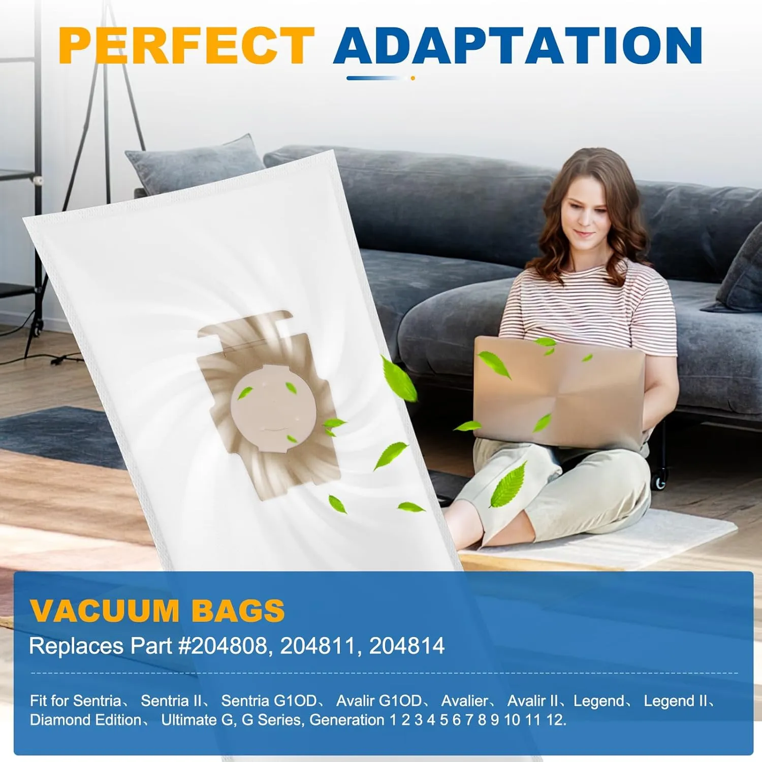 6 Pack 204814 Vacuum Cleaner Bag Fit for Kirby Vacuum Bags, Avalir 2 Vacuum Bag for Kirb-y Micron Magic Vacuum Bags Fit for Kirby All Generation & Sentria Models with F-Style & Twist-Style Vacuums