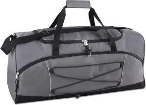 60 Liter, 26 Inch Duffle Bag – Heavy Duty Extra Large Sports Gym Equipment Travel Duffel Bag for Men and Women (Grey)