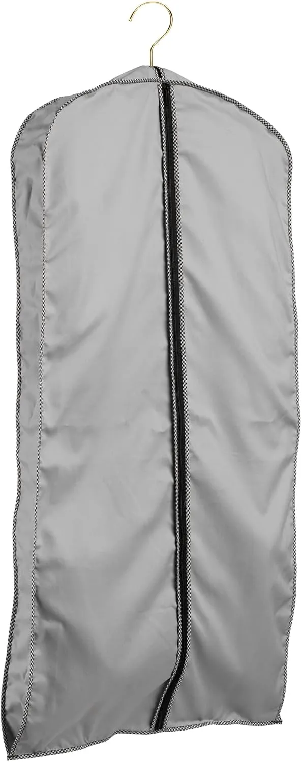 60" Luxury Fur Coat Cotton Blend Cloth Garment Bags for Travel & Hanging Clothes (Grey - Houndstooth Trim) - Suit Covers Garment Bag for Men & Women Dress Bag - Closet Storage Suit Bag, Coat Storage