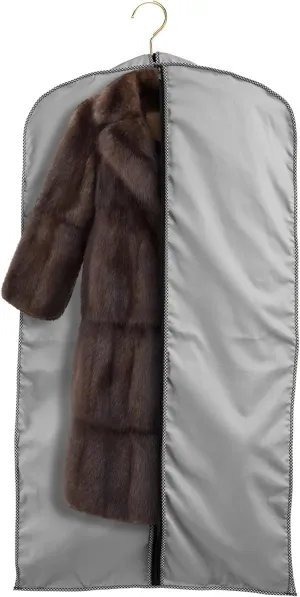 60" Luxury Fur Coat Cotton Blend Cloth Garment Bags for Travel & Hanging Clothes (Grey - Houndstooth Trim) - Suit Covers Garment Bag for Men & Women Dress Bag - Closet Storage Suit Bag, Coat Storage