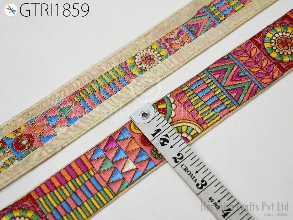 8 Yard Indian 4cm Trim Decor Sari Border DIY Crafting Ribbon Sewing Fabric Embroidered Decorative Costumes Cushion Curtain Home Decor Trim