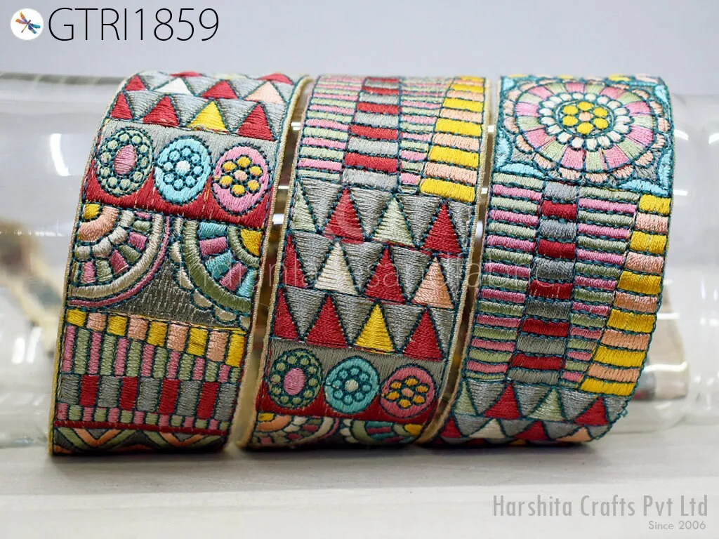 8 Yard Indian 4cm Trim Decor Sari Border DIY Crafting Ribbon Sewing Fabric Embroidered Decorative Costumes Cushion Curtain Home Decor Trim
