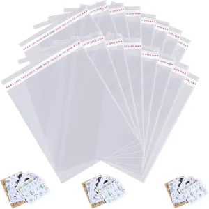 800 pcs 13" x 19" Large Clear Resealable Cellophane Bags for Packaging Products Self-sealing Plastic Gift Bag Self-adhesive for Gifts Clothes Small Business Goodie Bag,Thank you Stickers