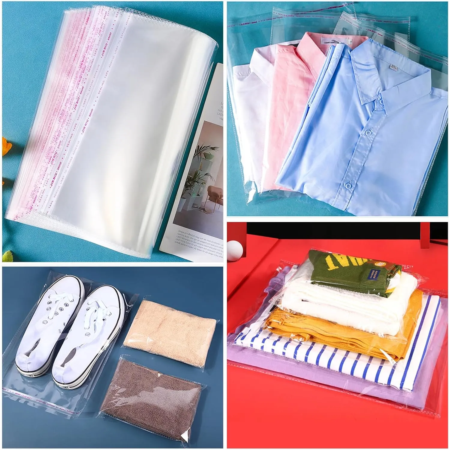 800 pcs 13" x 19" Large Clear Resealable Cellophane Bags for Packaging Products Self-sealing Plastic Gift Bag Self-adhesive for Gifts Clothes Small Business Goodie Bag,Thank you Stickers