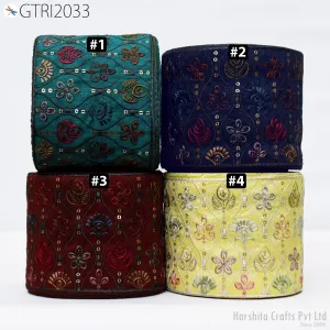 9 Yard Embroidered 10cm Fabric Trim Saree Border DIY Crafting Sari Ribbon Sewing Tote Bags Home Decor Embellishment Trim Historic Costumes