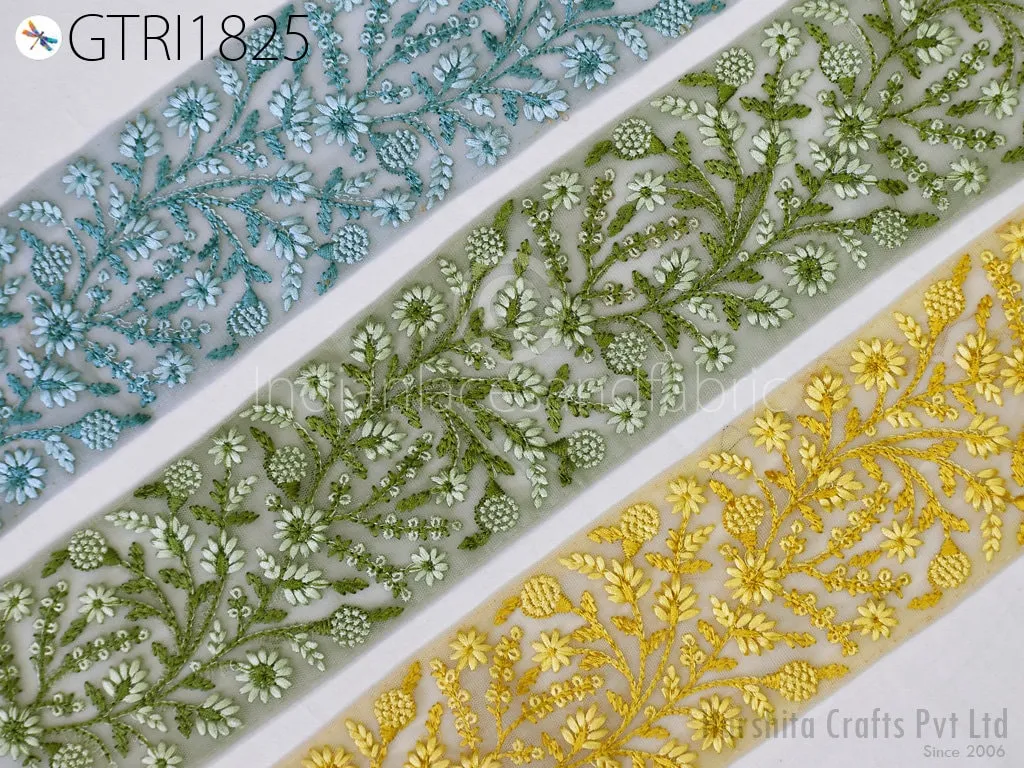 9 Yard Embroidered 10CM Trim Indian Lehenga Sari Border DIY Crafting Fabric Saree Sewing Decorative Beach Bags Trimmings Ribbons Home Decor