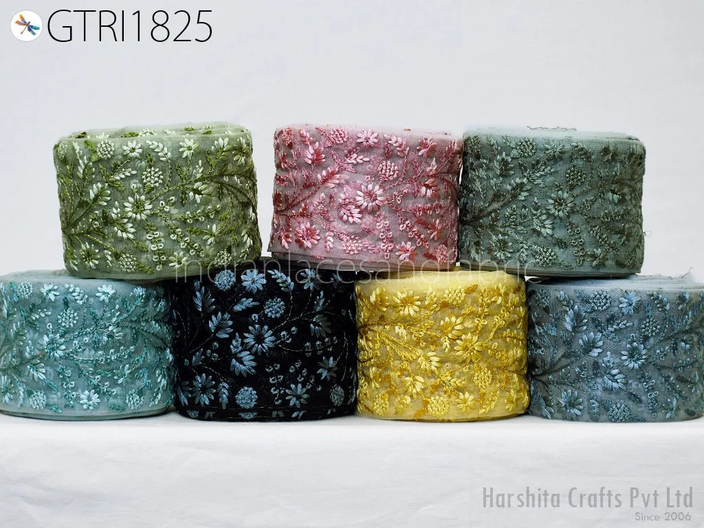 9 Yard Embroidered 10CM Trim Indian Lehenga Sari Border DIY Crafting Fabric Saree Sewing Decorative Beach Bags Trimmings Ribbons Home Decor