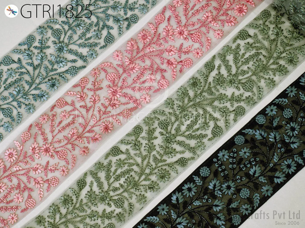9 Yard Embroidered 10CM Trim Indian Lehenga Sari Border DIY Crafting Fabric Saree Sewing Decorative Beach Bags Trimmings Ribbons Home Decor