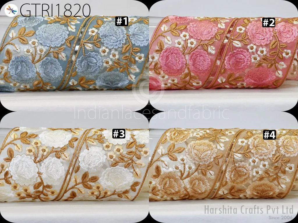 9 Yard Embroidered 9cm Trim Indian Lehenga Sari Border DIY Crafting Fabric Saree Sewing Decorative Beach Bags Trimmings Ribbons Home Decor