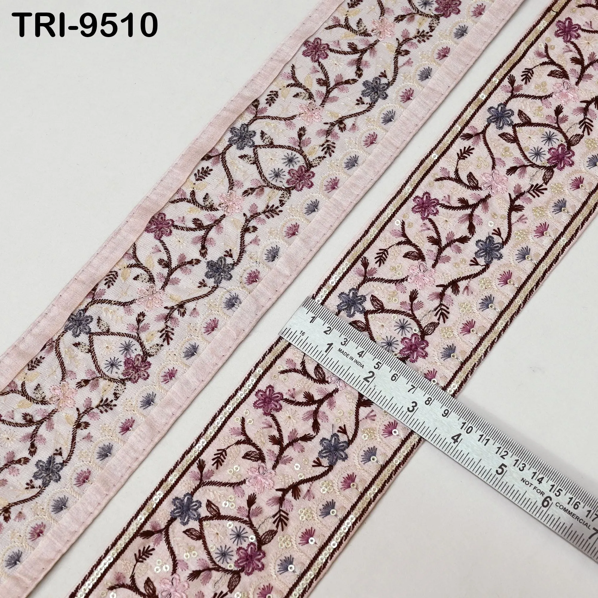 9 Yard Embroidery Ribbon Trim Saree Border DIY Crafting Sewing Throw Pillow Home Decor Embellishments Historic Costumes Junk Journals 9cm