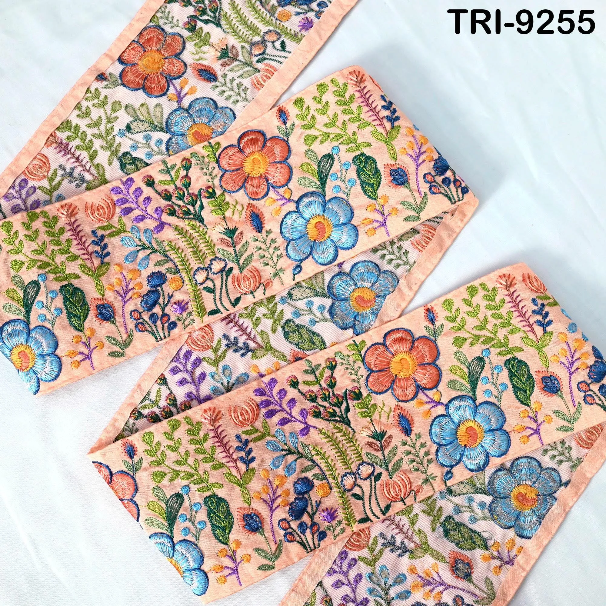 9 Yard Floral Embroidery Fabric Trim 10cm Saree Border DIY Crafting Sari Ribbon Sewing Bags Home Décor Embellishment Bridal Dress Trimmings