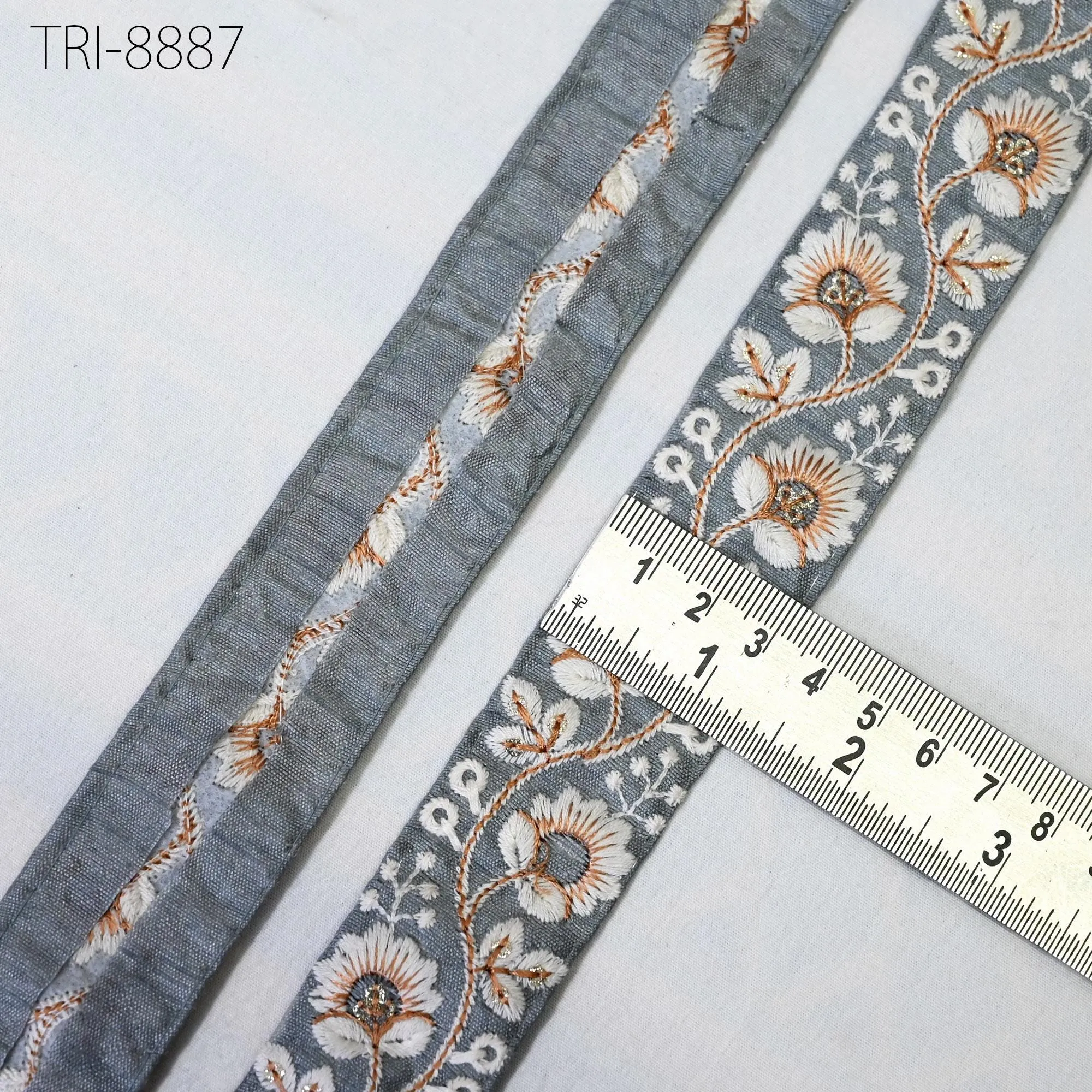 9 Yard Grey 3 cm Embroidery Ribbons Embroidered Border Tote Bags Trims Theatrical Costumes Christmas Holiday Ornaments Embellishments Tapes