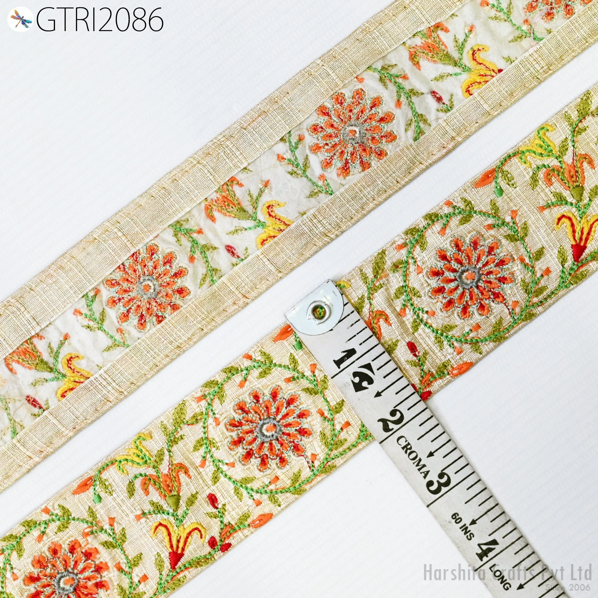 9 Yard Indian 5cm Trim Dress Sari Border DIY Craft Ribbon Sewing Fabric Embroidered Decorative Costumes Cushion Curtain Home Decor Trimming