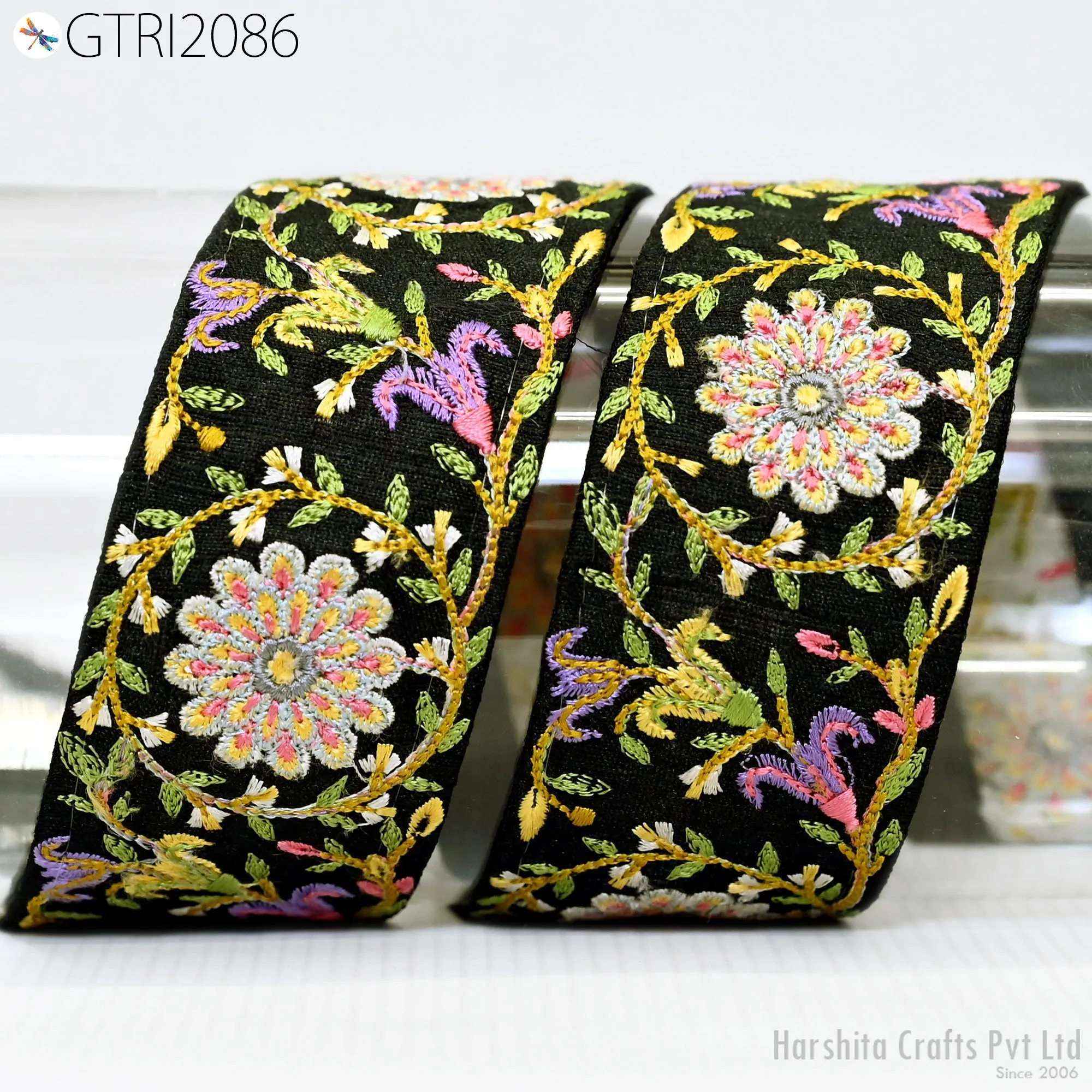 9 Yard Indian 5cm Trim Dress Sari Border DIY Craft Ribbon Sewing Fabric Embroidered Decorative Costumes Cushion Curtain Home Decor Trimming