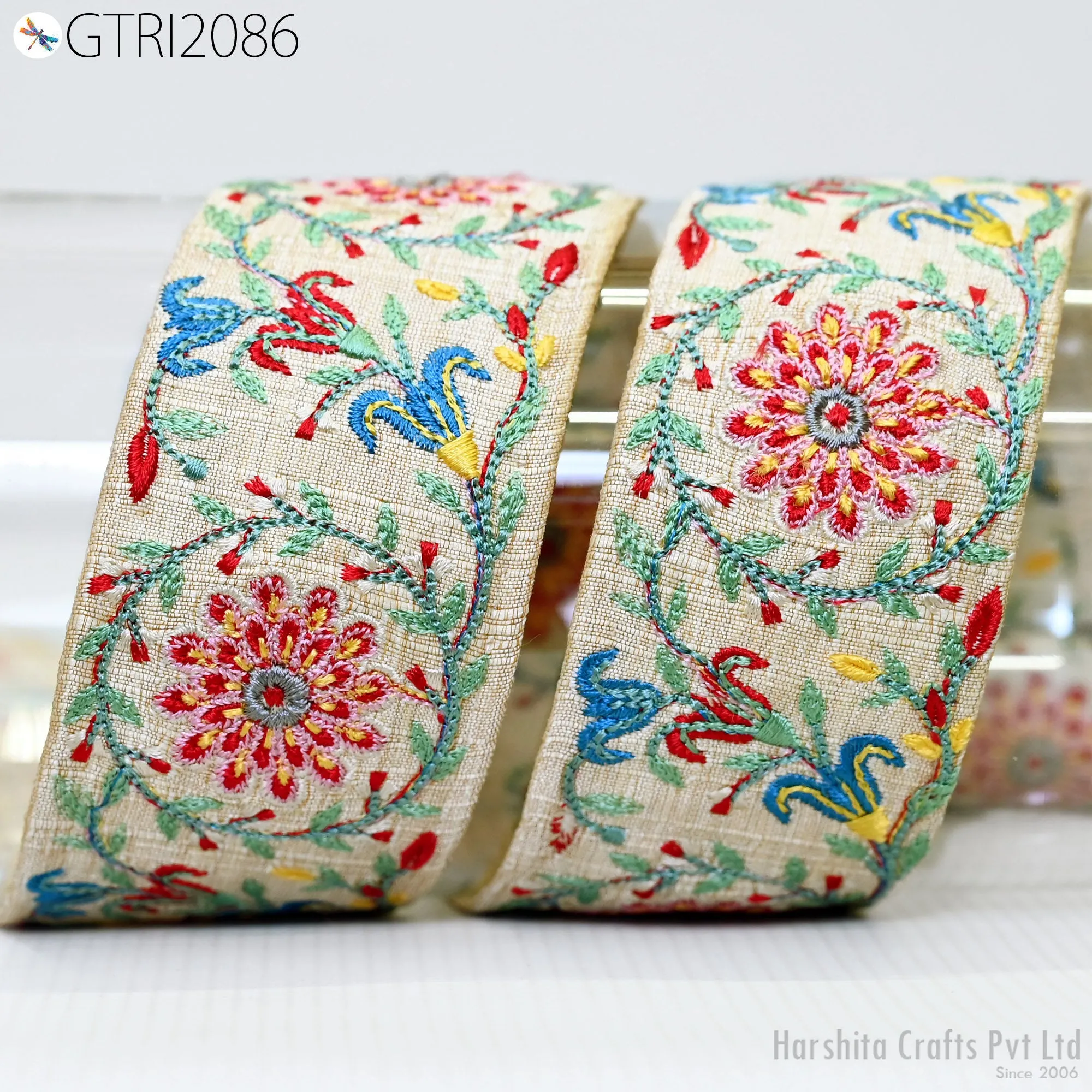 9 Yard Indian 5cm Trim Dress Sari Border DIY Craft Ribbon Sewing Fabric Embroidered Decorative Costumes Cushion Curtain Home Decor Trimming